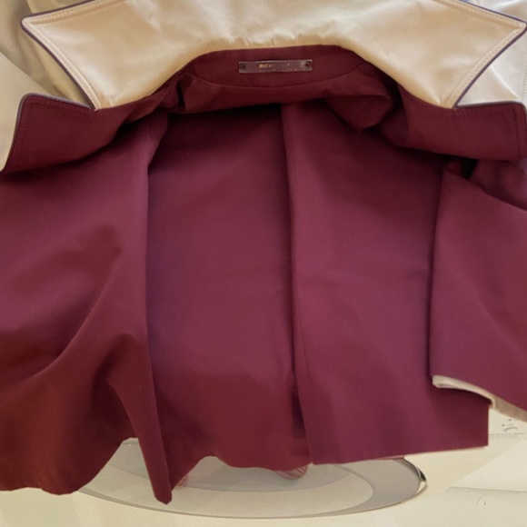 Vintage Etienne Aigner Reversible Burgundy Tan Trench Coat Belted Wrap Size 6 - Picture 16 of 16
